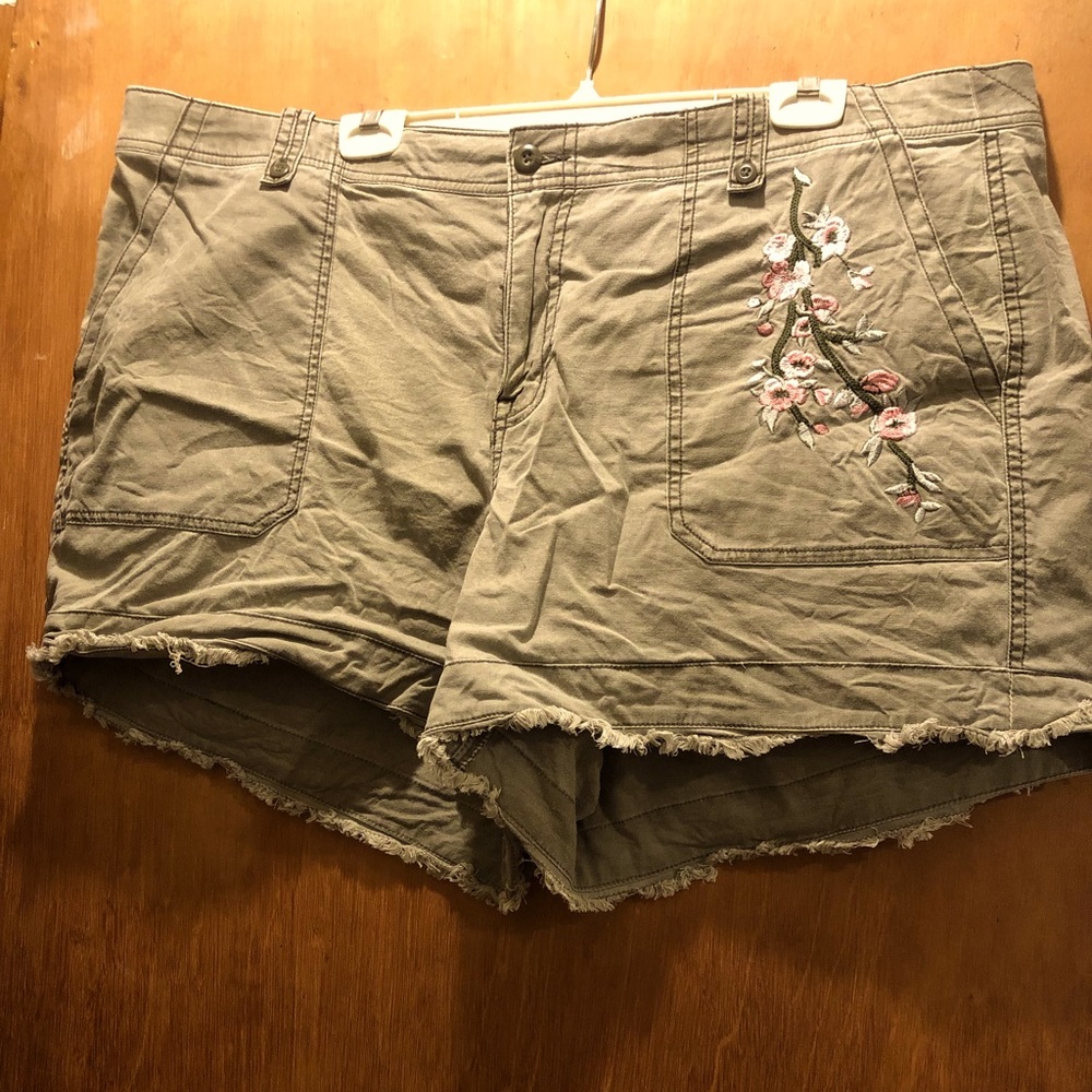 Plus sized olive-colored shorts